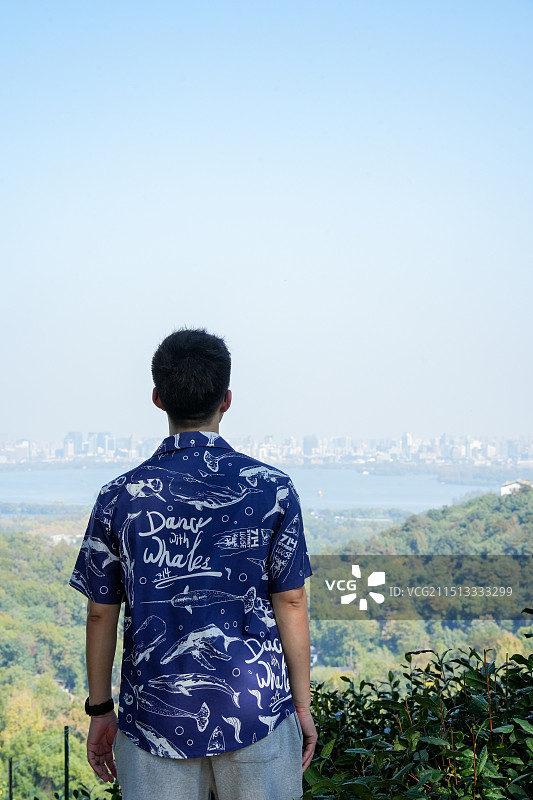 杭州 白鹤峰 龙井茶园 眺望 西湖图片素材