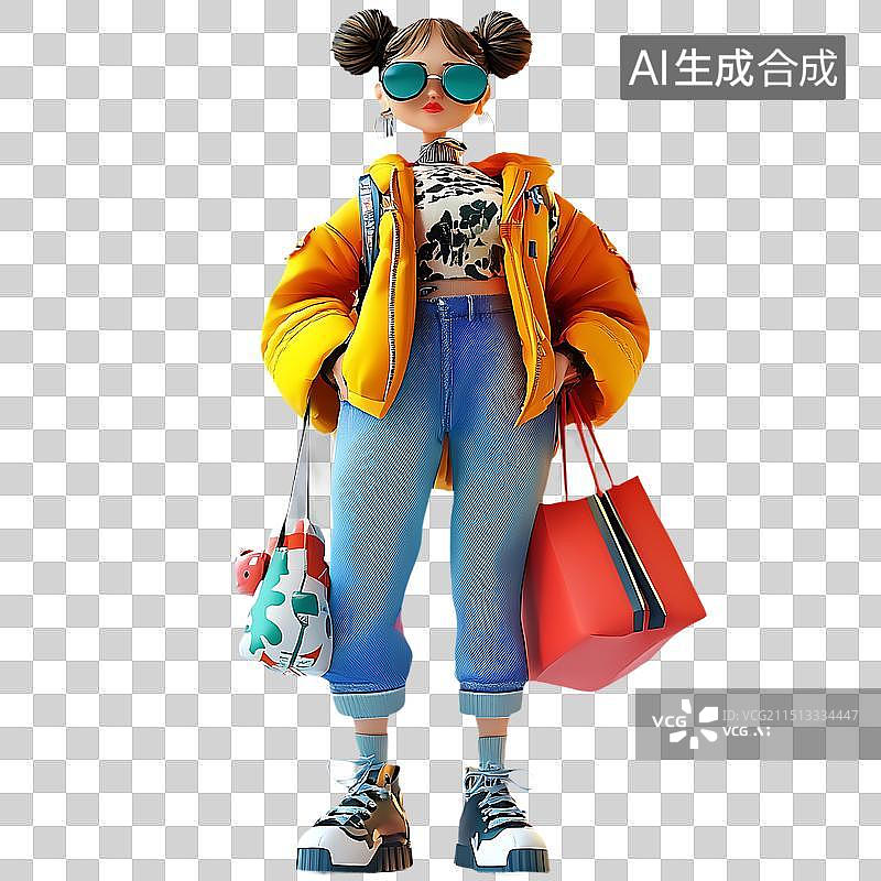 【AI数字艺术】3D风格时尚人物免抠元素图片素材