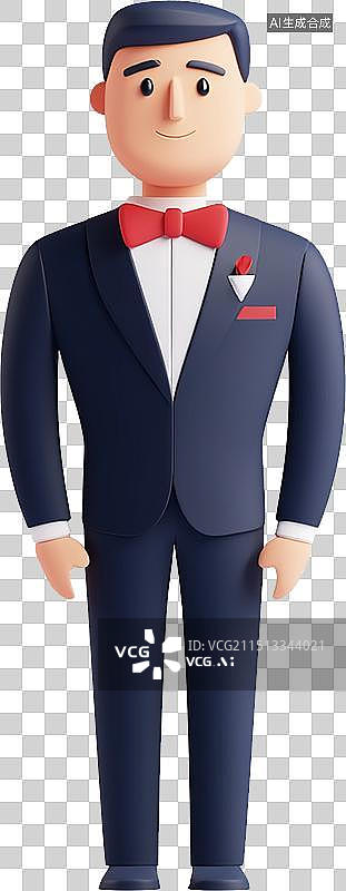 【AI数字艺术】3D人物穿着西服的服务员男人图片素材