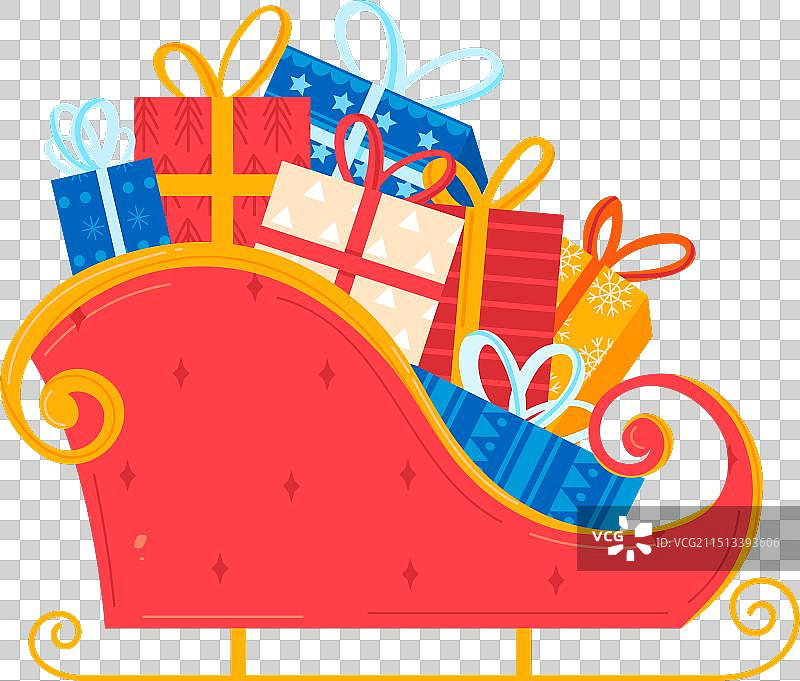 装满节日礼物的红色雪橇图片素材