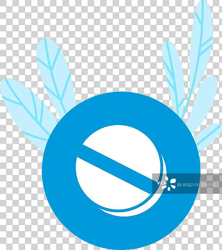 蓝色圆形叶子禁烟标志图标图片素材