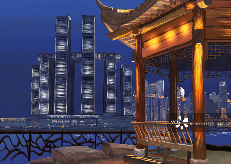 重庆城市风景手绘插画图片素材