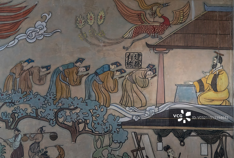 新郑黄帝宫壁画，黄帝功绩，建都有熊图片素材