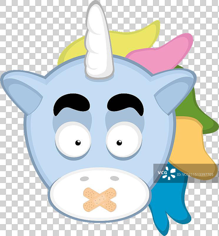 头部独角兽嘴部粘合条图片素材