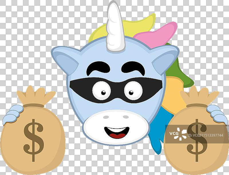 头部独角兽小偷钱袋图片素材