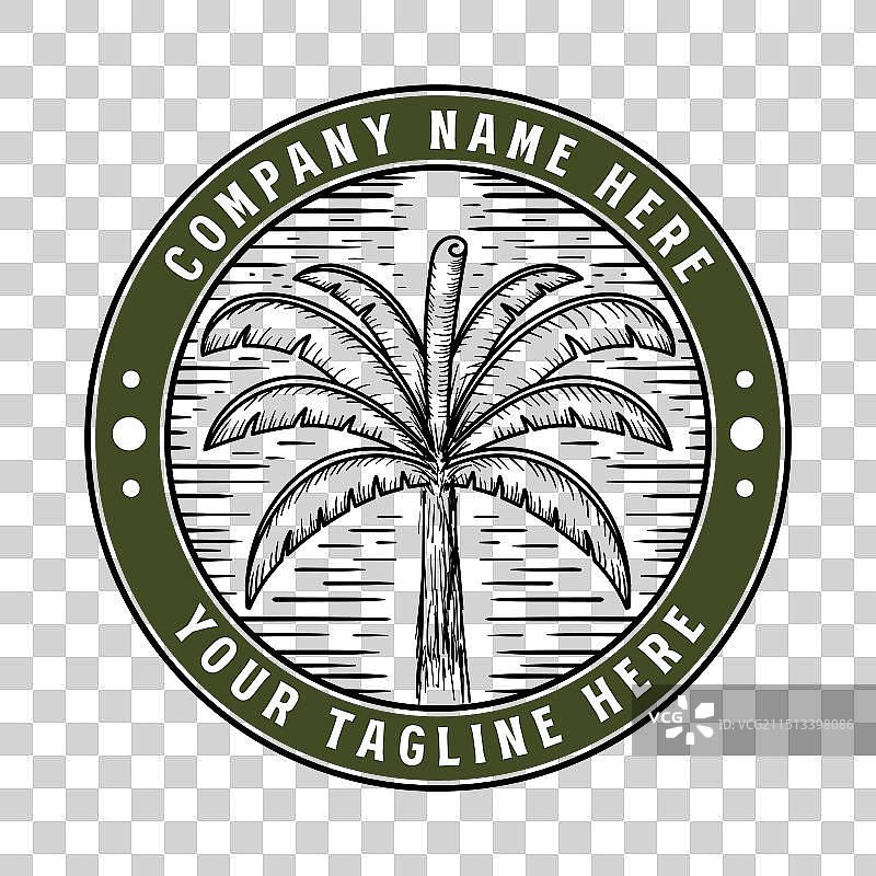 复古圆形香蕉树徽章图片素材