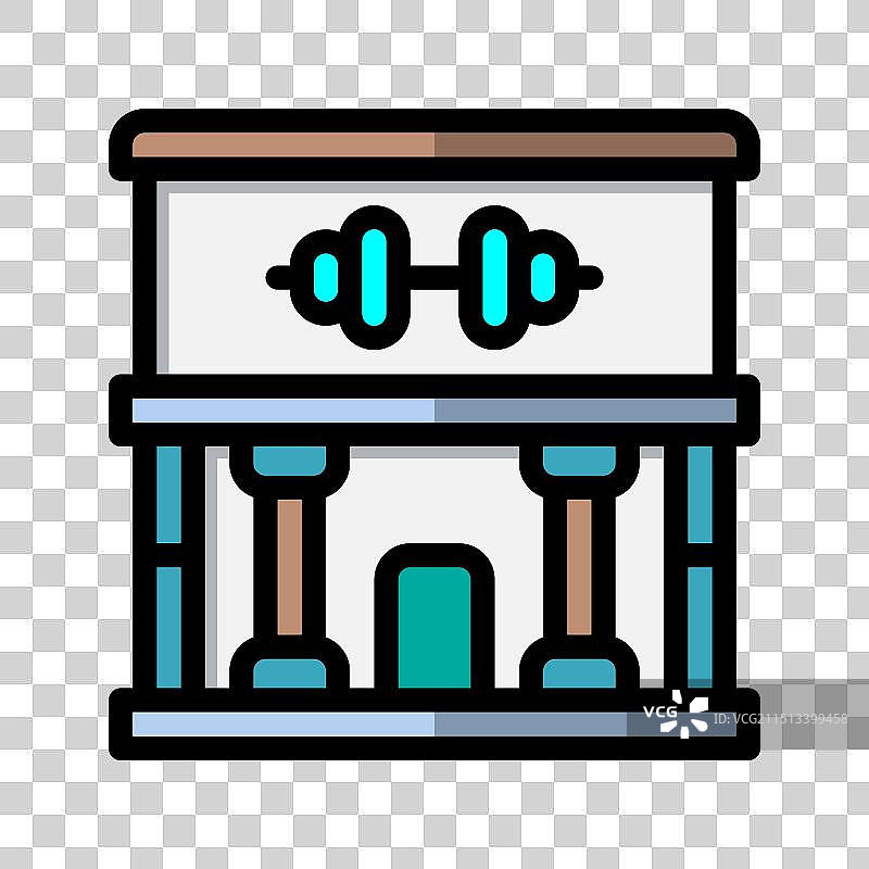 健身中心大楼扁平线性图标图片素材