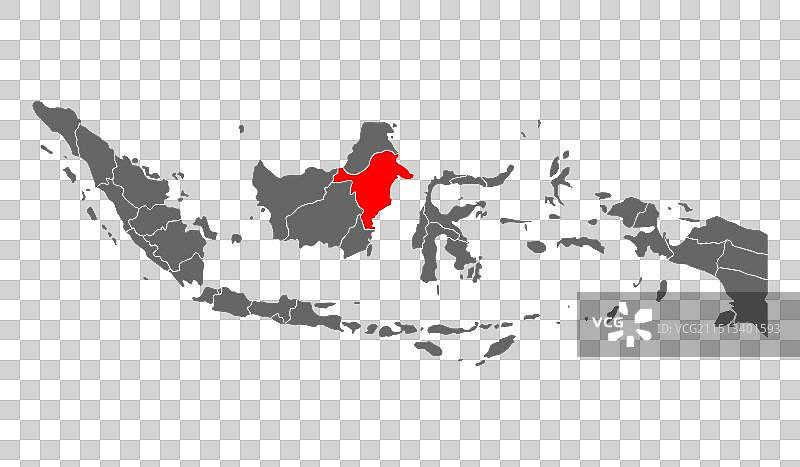 印度尼西亚东加里曼丹详细地图图片素材