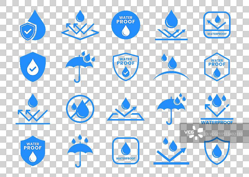 防水图标集或防水性图标图片素材