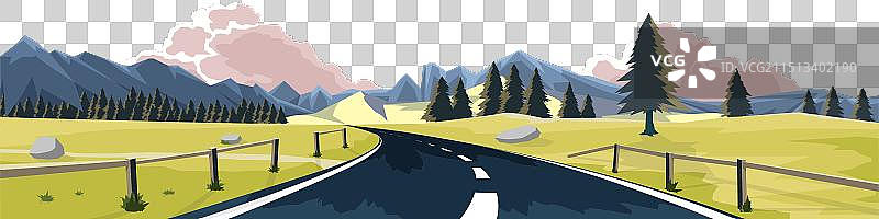 通往山脉的弯曲沥青路图片素材