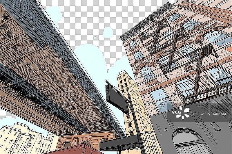 涂鸦风格的纽约街景图片素材