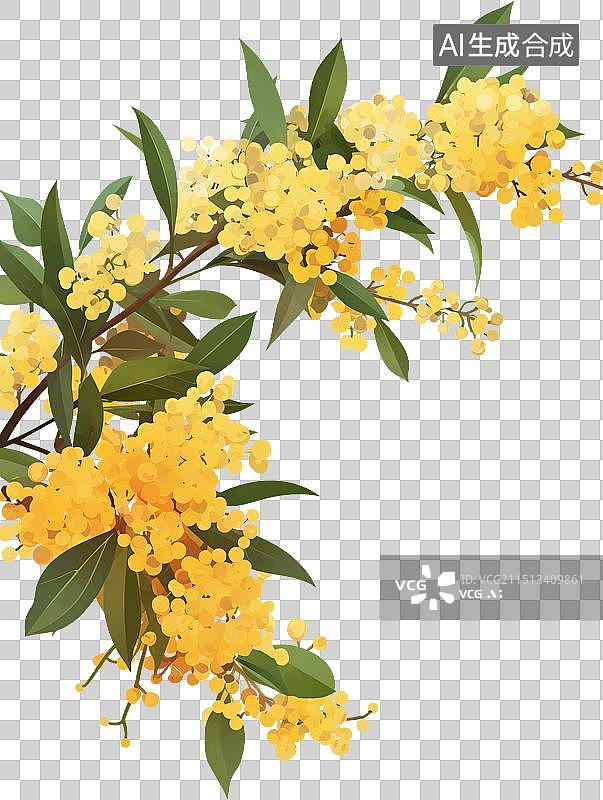 【AI数字艺术】秋天里的黄色的桂花枝 中秋节元素图片素材