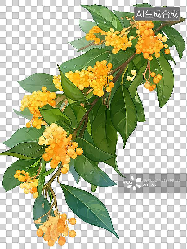 【AI数字艺术】秋天里的黄色的桂花枝 中秋节元素图片素材