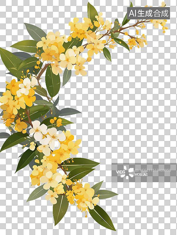【AI数字艺术】秋天里的黄色的桂花枝 中秋节元素图片素材