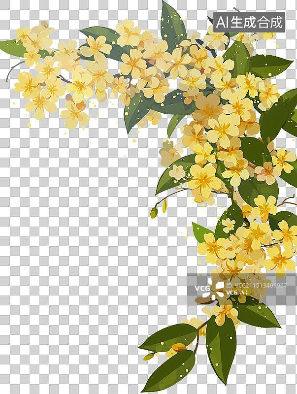 【AI数字艺术】秋天里的黄色的桂花枝 中秋节元素图片素材