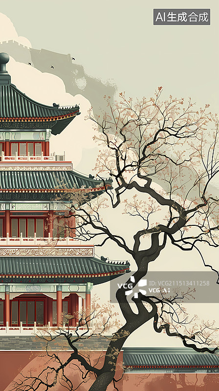 【AI数字艺术】明月松间照插画海报背景图片素材