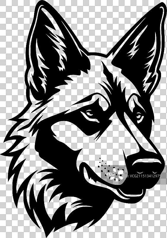 德国牧羊犬扁平风简约logo图片素材