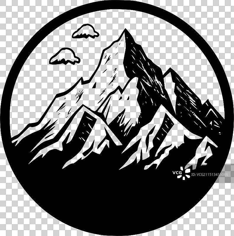 山峰-简约扁平风格标志图片素材