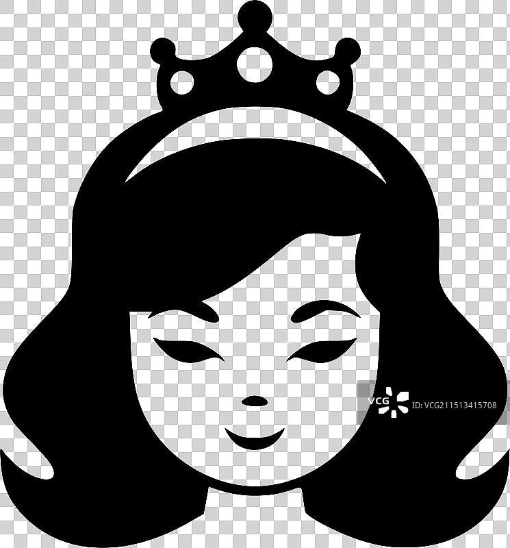 公主黑白插画图片素材