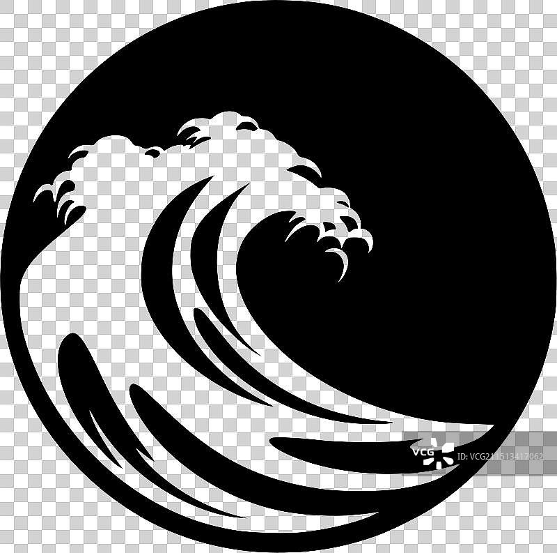 黑白波浪隔离图标图片素材