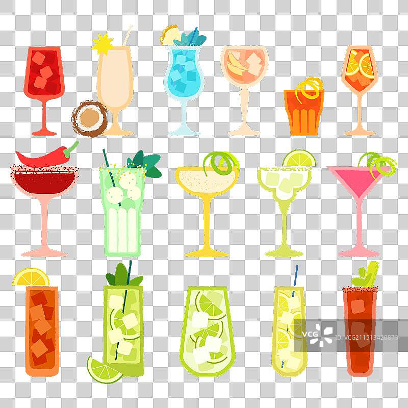 带有纹理的鸡尾酒套装图片素材