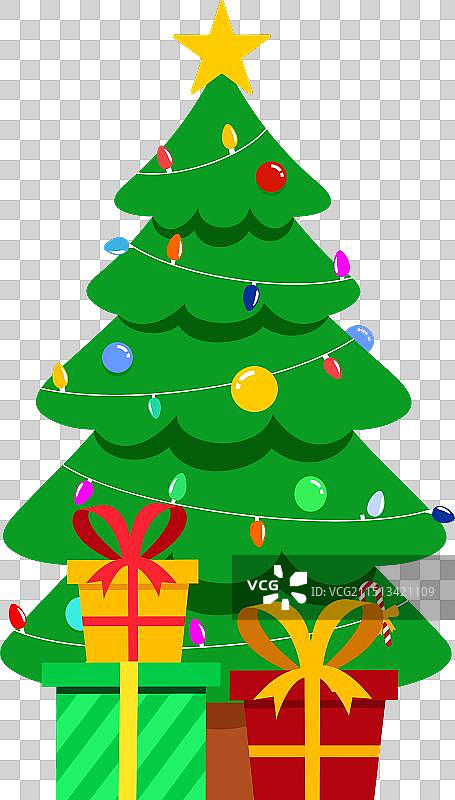 卡通装饰圣诞树图片素材