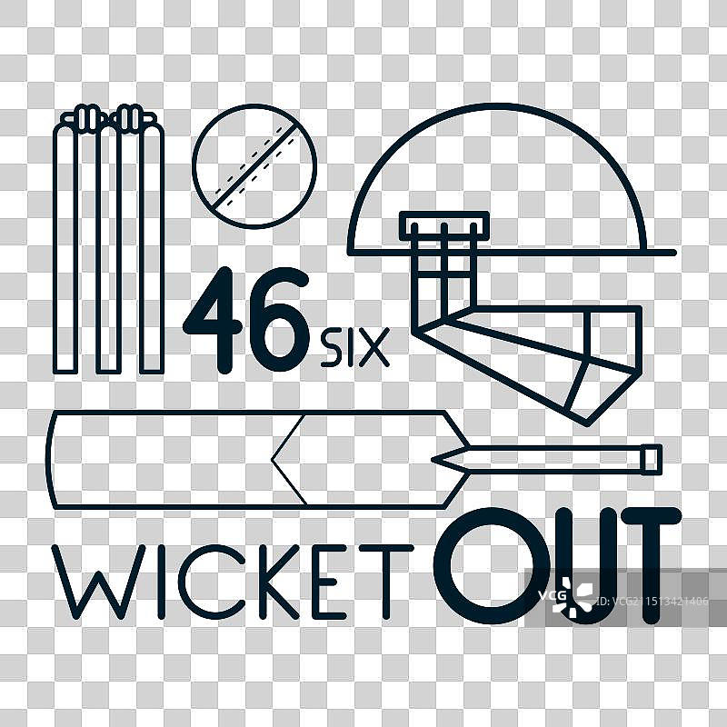 板球运动图标集板球绘画图片素材