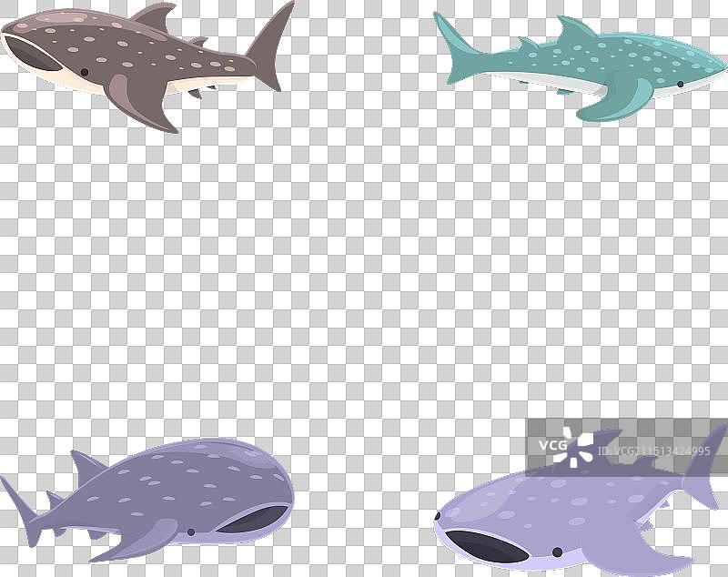 可爱卡通鲨鱼图标集图片素材