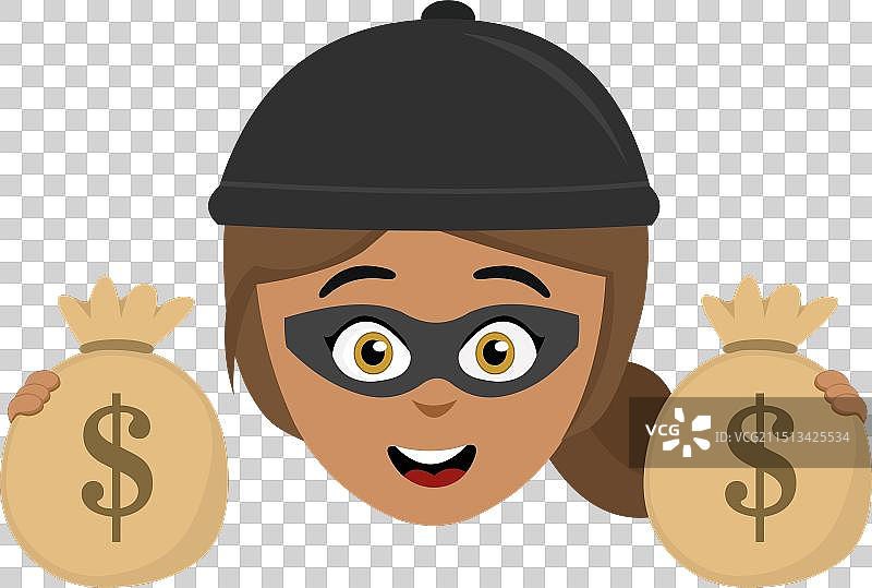 偷钱袋的表情符号女人图片素材