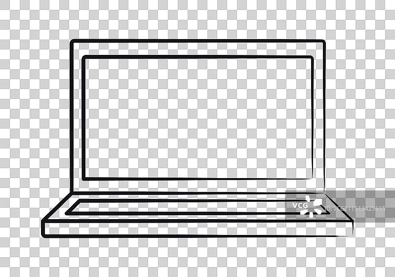 铅笔手绘便携式打开的笔记本电脑素描图片素材