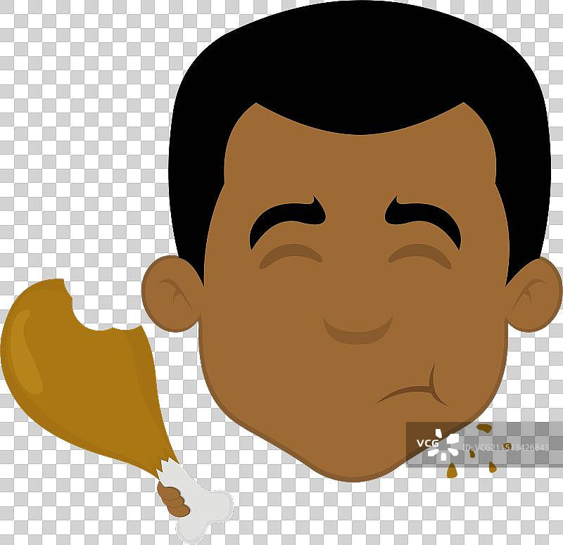 卡通人物吃鸡腿图片素材