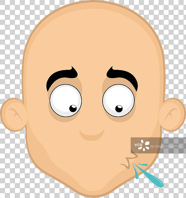 卡通光头男子吐口水图片素材