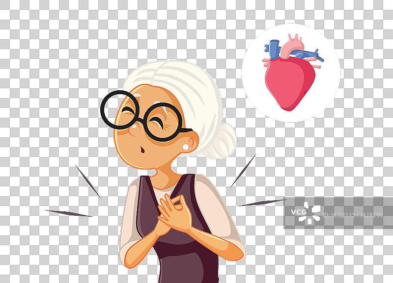 心脏病发作的卡通生病妇女图片素材