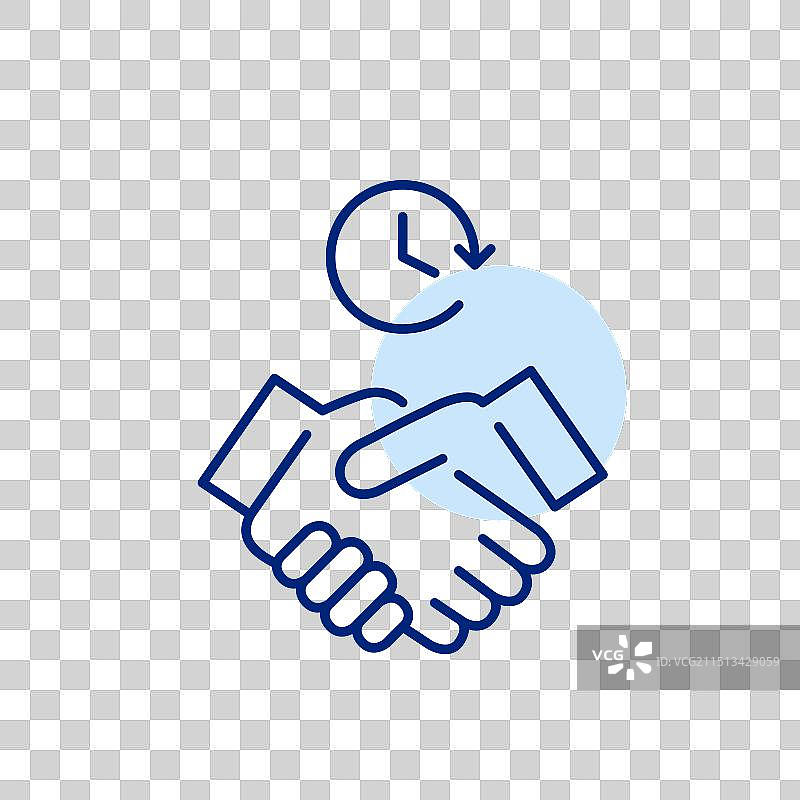 握手和时钟：安排好的商务会议图片素材