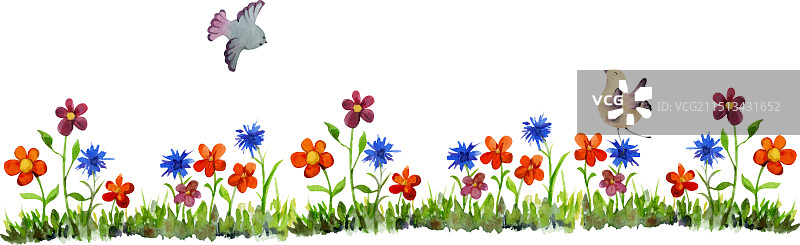 手绘水彩乡村草地banner图片素材