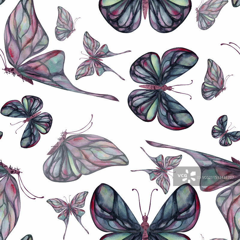 手绘水彩蝴蝶精灵翅膀宝石图片素材