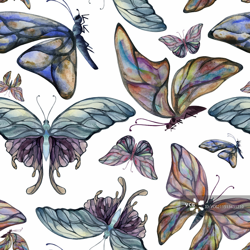手绘水彩蝴蝶精灵翅膀宝石图片素材