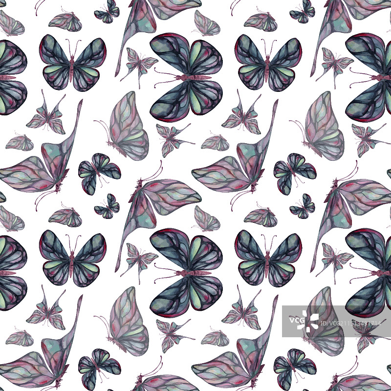 手绘水彩蝴蝶精灵翅膀宝石图片素材