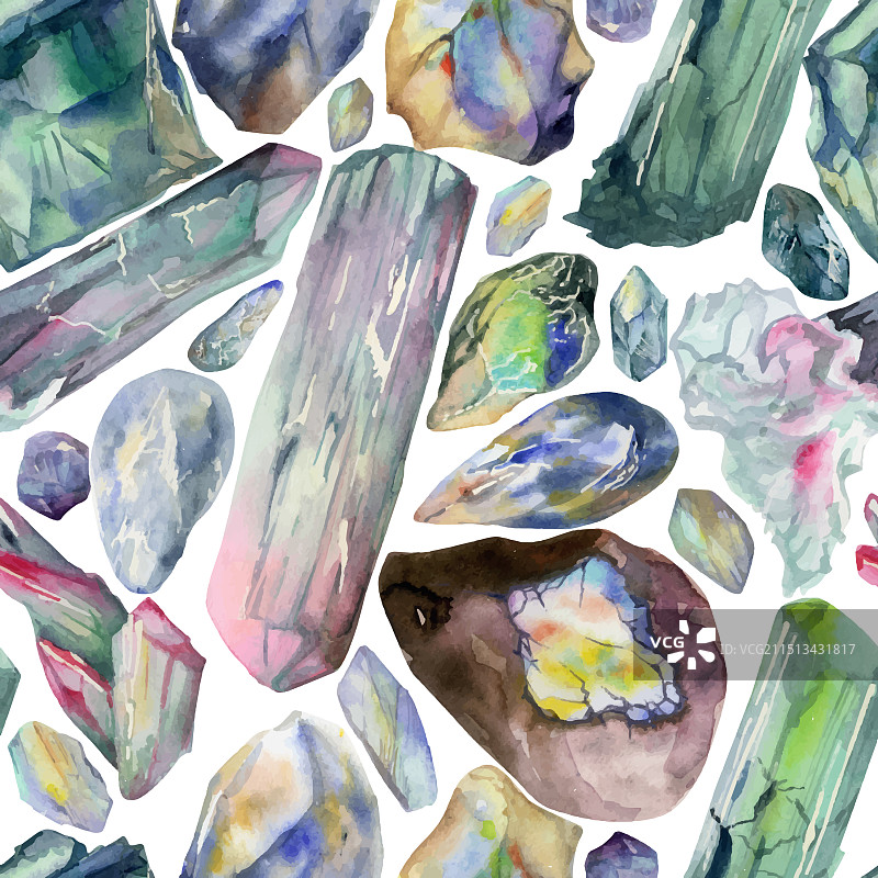 手绘水彩宝石图片素材