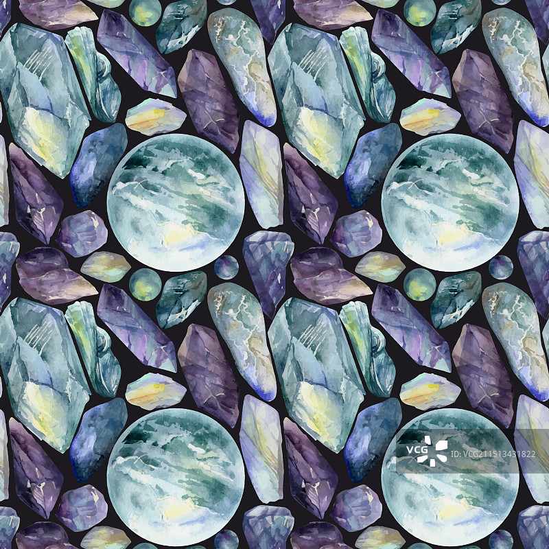 手绘水彩宝石水晶图片素材