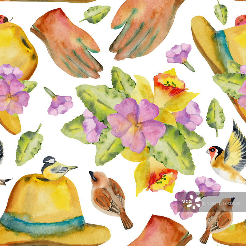 手绘水彩春季园艺服饰图片素材