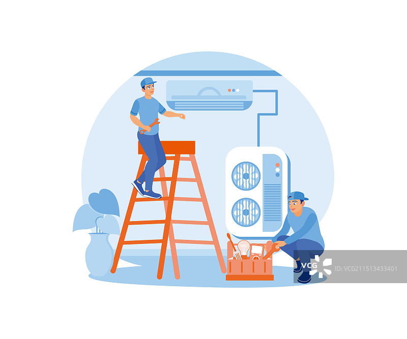 空调维修安装人员图片素材
