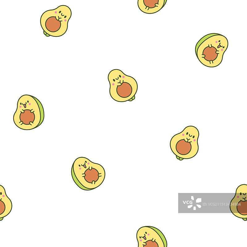 可爱牛油果无缝图案图片素材