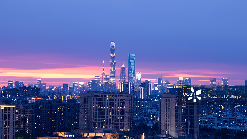 环球金融中心晚霞图片素材