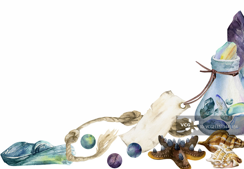 手绘水彩海巫祭坛物品图片素材