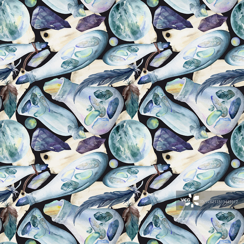 手绘水彩海巫祭坛物品图片素材