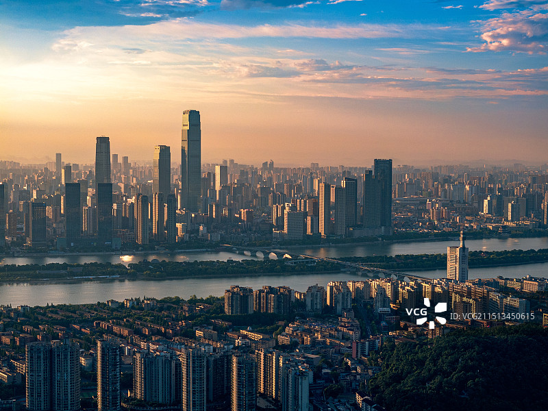 航拍长沙市中心图片素材