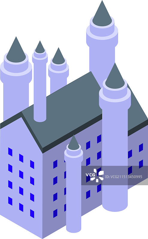 2.5D中世纪城堡与塔楼图片素材