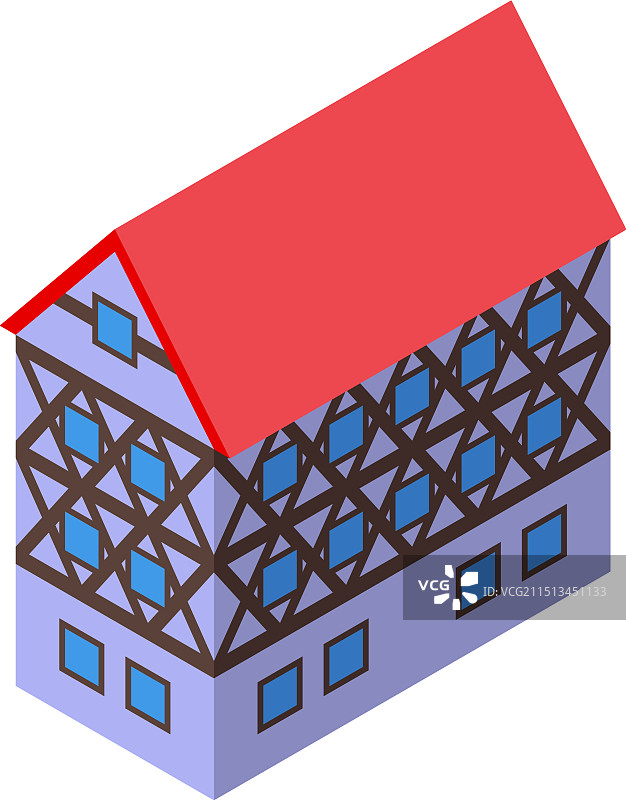 带红色屋顶的欧洲传统半木结构房屋图片素材