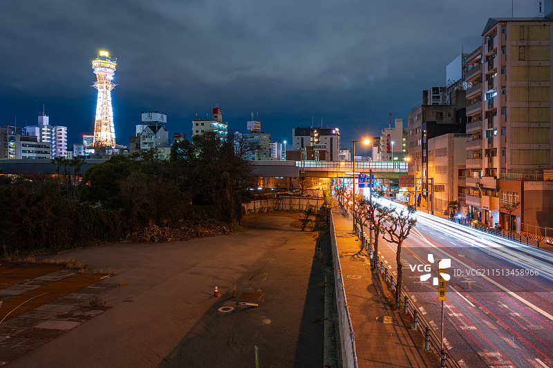 日本大阪府大阪市浪速区新世界商业街通天塔图片素材